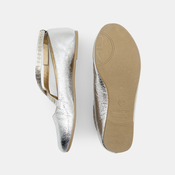 حذاء باليرينا متقاطعة بمظهر قزحي باللون الرمادي للفتيات